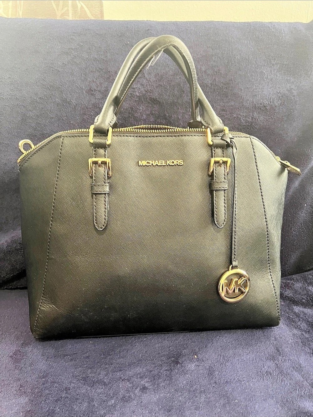 Michael Kors Ciara Large Saffiano Leather Satchel Black